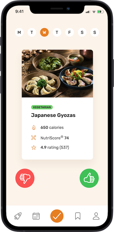 app screen for meal approving plan