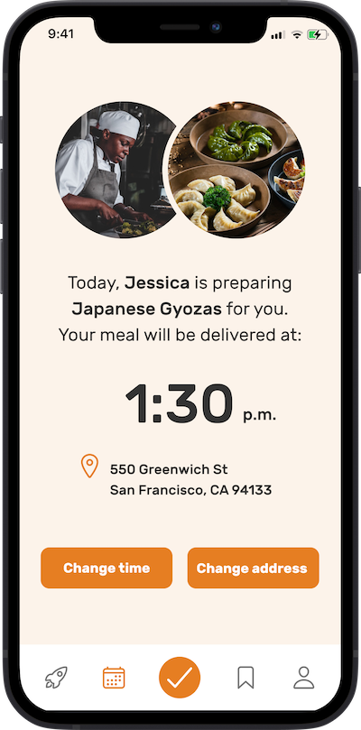 app screen for delivery screen